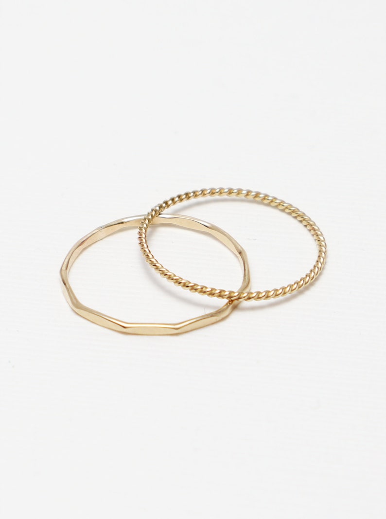 Thin Gold Ring Set Of 2 Gold Rings For Women Gold Twist Etsy