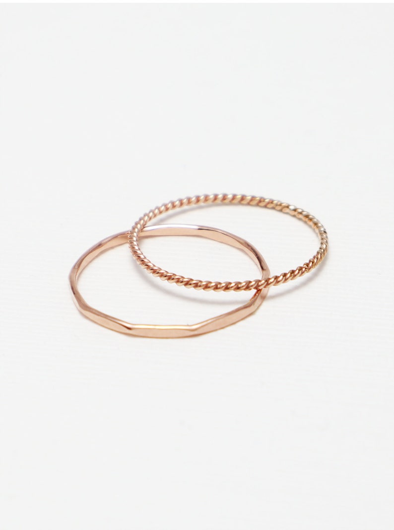 Super Thin Rose Gold Ring Set of 2 Gold Rings for Women Etsy