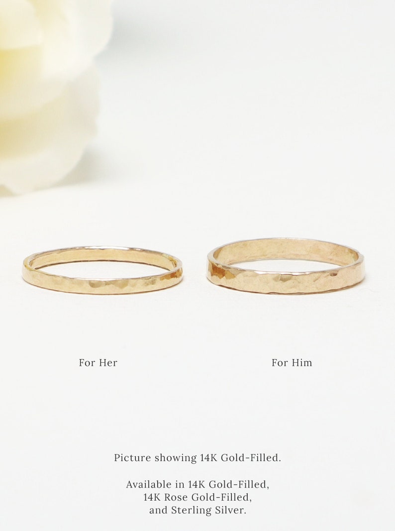 Conjunto de anillos de pareja, anillo de pareja de plata, su anillo de promesa para pareja, alianza de boda a juego, conjunto de anillos de boda, regalo de pareja / anillos eternos 2 Gold Rings