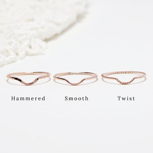 Super Thin Rose Gold Chevron U Ring, Curved Rings For Women, Dainty Wave Ring, Delicate Thumb Ring, Minimalist Rose Gold Ring | Mettle Rings