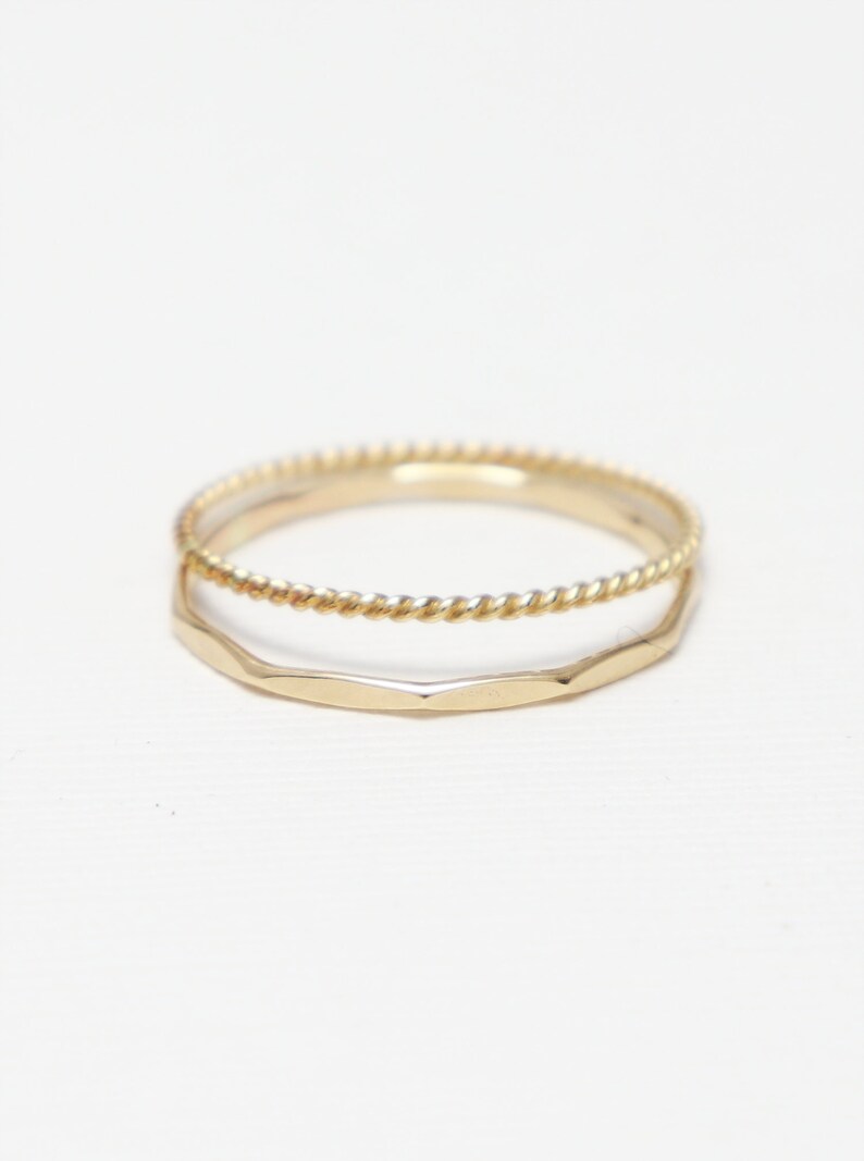 Thin Gold Ring Set of 2 Gold Rings for Women Gold Twist Etsy Canada