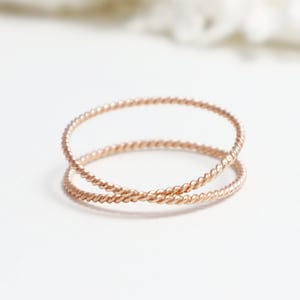Dainty Rose Gold Twist X Ring, Criss Cross Rings For Women, Infinity Promise Ring, Double Rings, 14K Minimalist Thumb Ring | LOVEx Ring