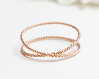 Dainty Rose Gold Twist X Ring, Criss Cross Rings For Women, Infinity Promise Ring, Double Rings, 14K Minimalist Thumb Ring | LOVEx Ring