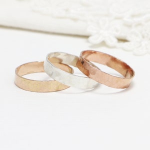 Thick Gold Rings For Women, Minimalist Ring, 4mm Hammered, Simple Couple Ring, His Her Ring, Thumb Ring, Silver, Gold Filled | Mirth Rings