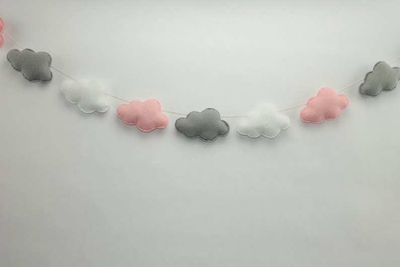 Stuffed Felt Cloud Garland Baby Cloud Garland Nursery Etsy
