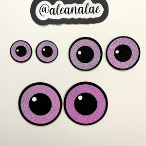 Amigurumi Purple Glitter Felt Eyes | Large & XL Size | 5 Sets 1 Inch | 5 Sets 1.5 Inch | 3 Sets 2 Inch | Kawaii Eyes for Crochet Stuffies