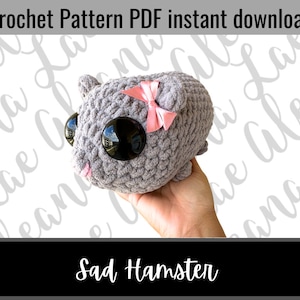 Sad Hamster Amigurumi Crochet Pattern PDF ONLY | Meme Plush with Bow Crochet Pattern Digital File PDF Instant Download