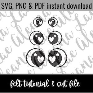 Digital Download | Basic Heart Eyes SVG & PNG File | Amigurumi Felt Eye Cut File | Not finished item DIY File only