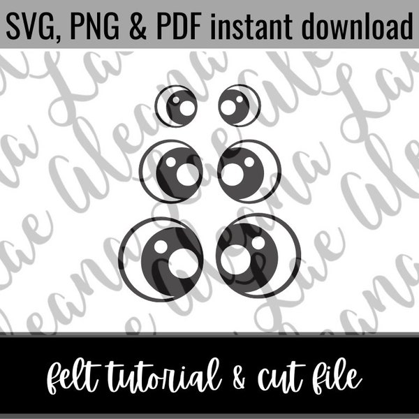 Digital Download | Basic Eyes SVG & PNG File | Amigurumi Felt Eye Cut File | Not finished item DIY File only