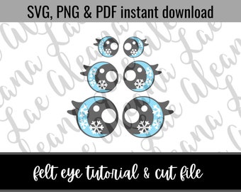 Digital Download | Snowflake Eyes SVG & PNG File | Amigurumi Felt Eye Cut File | Not finished item DIY File only