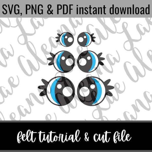 Digital Download | Squishy Eyelash 2.0 Eyes SVG & PNG File | Amigurumi Felt Eye Cut File | Not finished item DIY File only