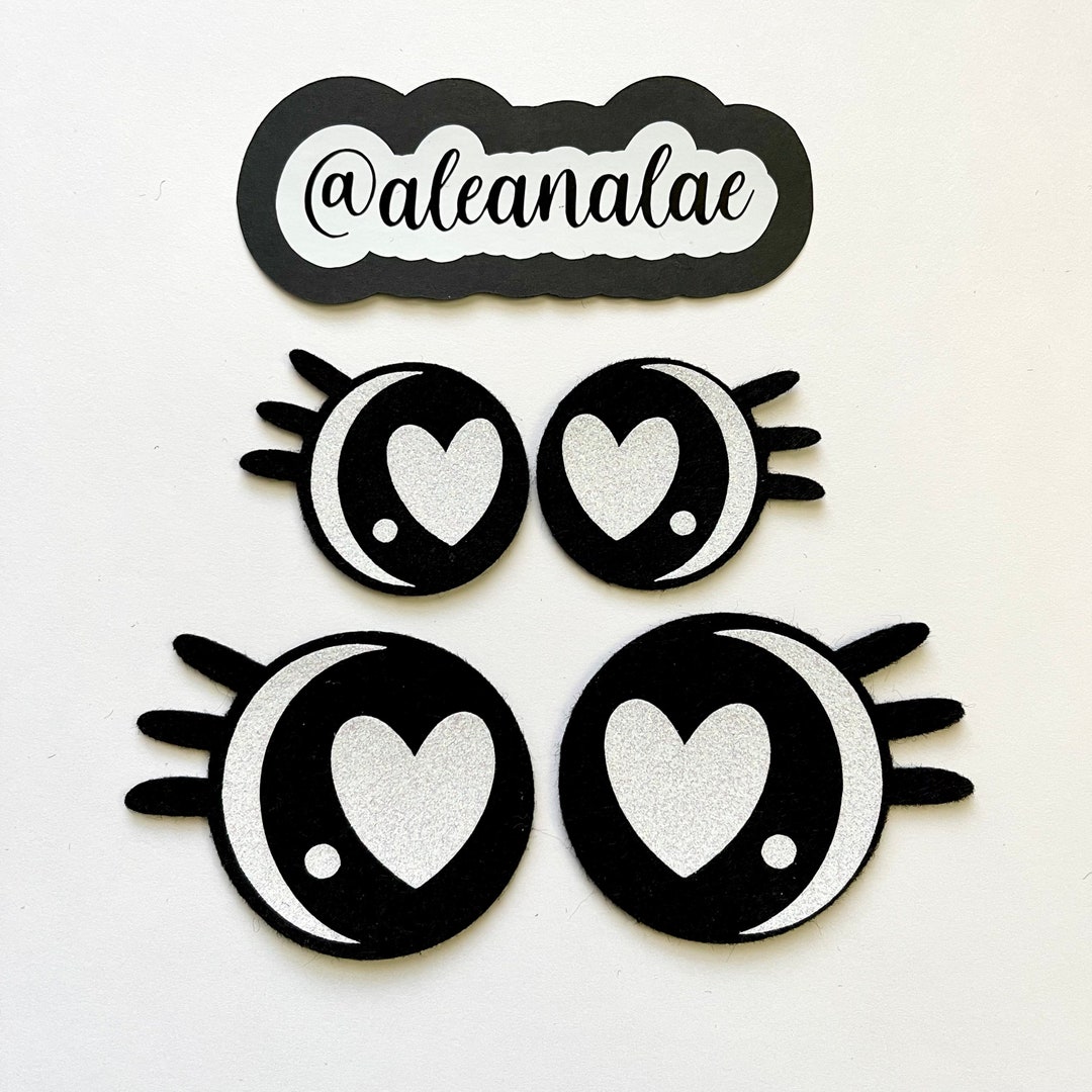 Amigurumi Felt White Glitter Heart Eyes With Eyelashes Large Etsy