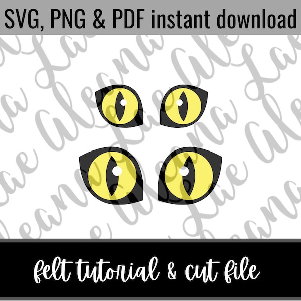 Digital Download | Spooky Cat Eyes SVG & PNG File | Amigurumi Felt Eye Cut File | Not finished item DIY File only