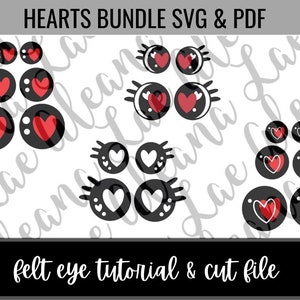 Digital Download | Heart Bundle Felt Eye SVG Files | Amigurumi Felt Eye Cut Files | Not finished item DIY File ONLY