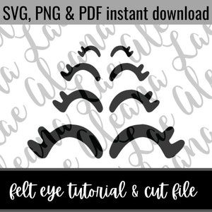 Digital Download | Eyelash Eyes SVG & PNG File | Amigurumi Felt Eye Cut File | Not finished item DIY File only