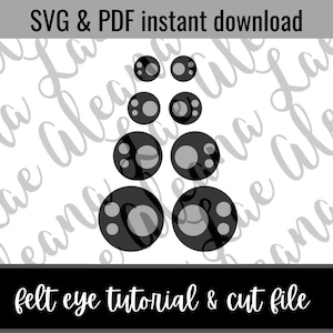 Digital Download | Basic Kawaii Eyes SVG File | Amigurumi Felt Eye Cut File | Not finished item DIY File ONLY