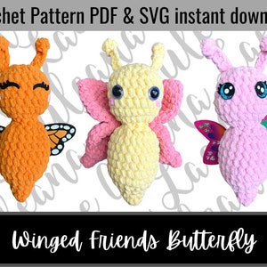 Winged Friends Butterfly Amigurumi Crochet Pattern PDF & Felt Wings SVG Cut File | Stuffie Crochet Pattern Digital File