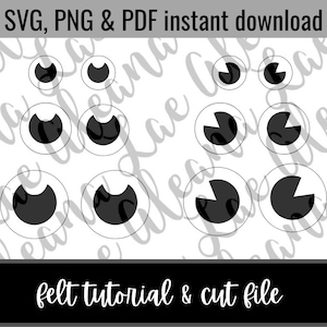 Digital Download | Cutout Frog Animal Eyes SVG & PNG File | Amigurumi Felt Eye Cut File | Not finished item DIY File only