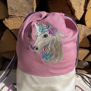 Gymnasticbag / Backpack / Canvas and faux leather &#39;Unicorn&#39;