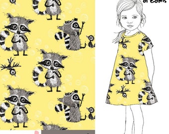 Selia - Jersey Racoon Dreams light yellow - Reststück 0,90m