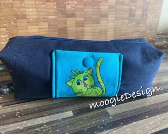 Mäppchen / Federtasche /Schlampermäppchen / Stiftemäppchen mit Tasche - Katze
