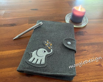 Kladde / Notizbuch mit Umschlag  A5 - Elefant