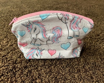 Täschchen / Beutelchen / kleine Tasche / Kosmetiktasche / Krimskrams Tasche - Einhorn weiß