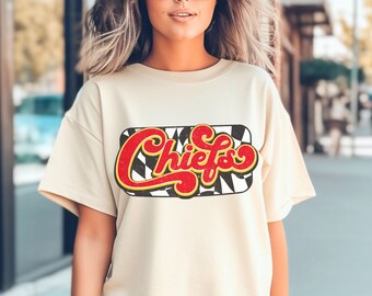 KC Chiefs Shirt Cozy KC Football Shirt with Distressed Print Kansas City Shirt Retro Design