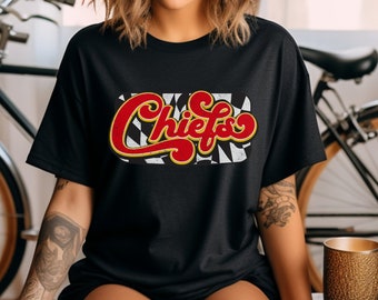 KC Chiefs Shirt Cozy KC Football Shirt with Distressed Print Kansas City Shirt Retro