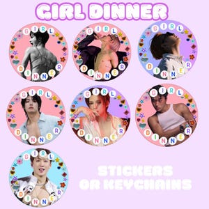 Girl Dinner Boy Groups - holographic sticker or keychain