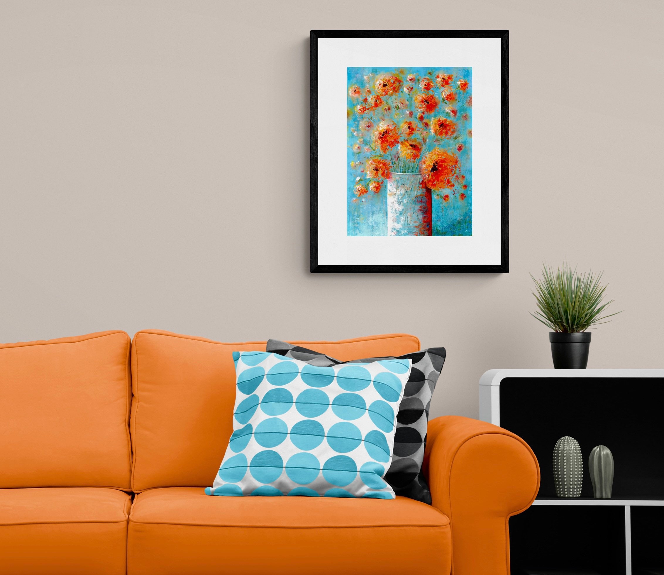 Flower Prints of Acrylic Painting Wall Art Prints of Aqua & Etsy
