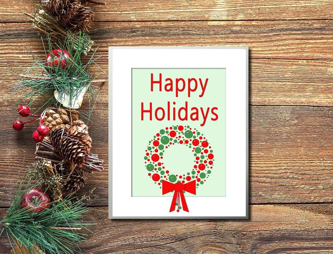 8x10 Happy Holidays Printables, Printable Art Christmas Sign, Vintage ...