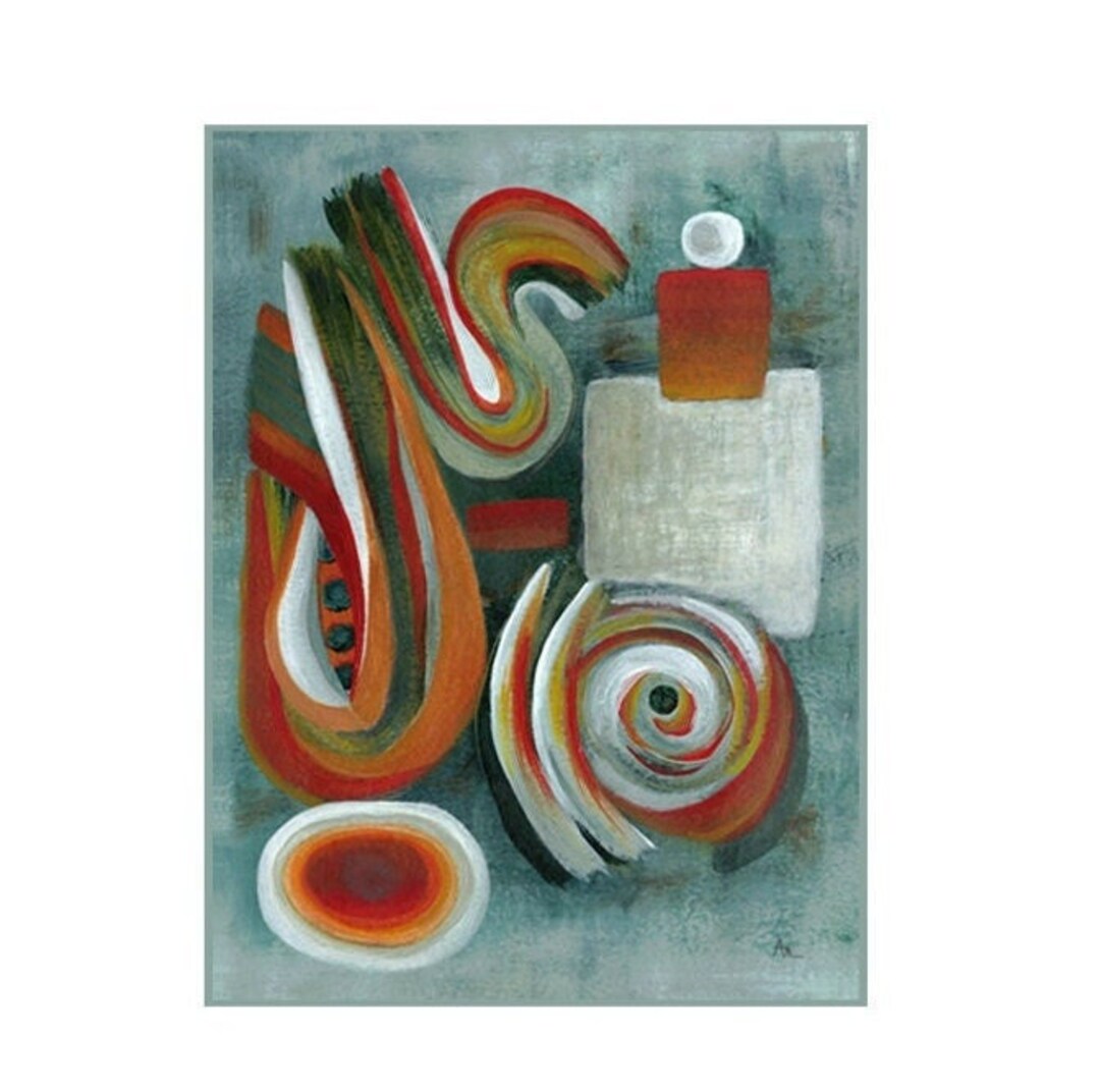 ABSTRACT Art Print in Green Rust Orange Wall Art in VARIOUS Etsy