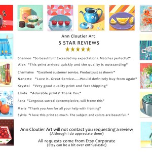3x4, 8x10, 11x14 Teal red orange abstract flower art prints, Teal wall art of vase of flowers, Orange and red impressionism floral artwork. image 12