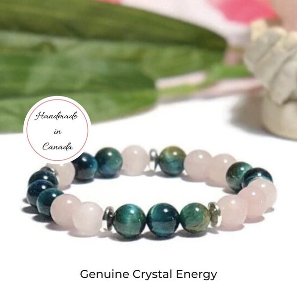 Empath Protection bracelet, Healing crystals aura protection, Rose Quartz bracelet, Empath jewelry yoga gift, Crystal healing bracelet