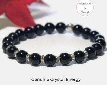 Protection & Strength healing bracelet, Black Onyx healing stones,