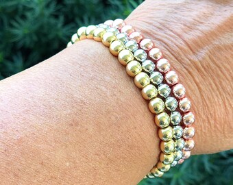 Dainty Hematite protection bracelet, Rose gold, Gold, Silver stacking bracelets, Minimalist Bohemian jewelry, Hematite bracelet