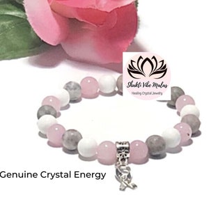 F*ck Cancer healing crystal bracelet, Breast Cancer jewelry, Rose Quartz bracelet, Cancer Warrior, Breast Cancer Awareness, Cancer gifts