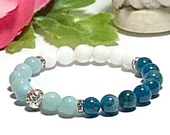 Amazonite Anxiety bracelet, Blue Apatite healing crystals for anxiety, Jade healing stones, Stress Relief crystal bracelet, best friend gift