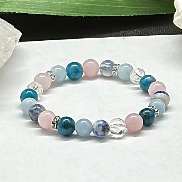 Anxiety Relief crystal bracelet, Multi stone gemstone bracelet for stress relief, Beaded bracelet for women, healing crystals yoga gift