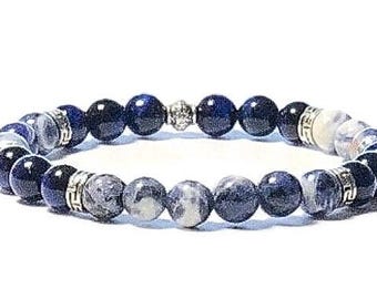 Anxiety bracelet for men, Blue Tigers Eye gift for men crystal jewelry, Sodalite bracelet gift for boyfriend, Stress Relief gift for husband