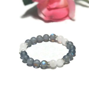 Angel Aura Quartz healing crystal bracelet, White Jade bracelet, Best Friend anxiety relief gift, Popular stress relief healing bracelet image 6