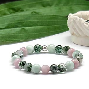 Inner Peace Healing Bracelet, Green Moonstone Healing Crystals, Handmade in Canada, Protection ...
