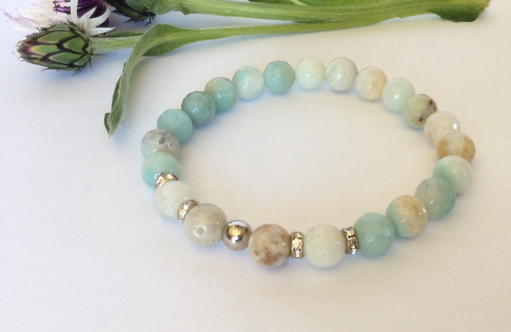 Amazonite healing crystal bracelet Amazonite bracelet | Etsy