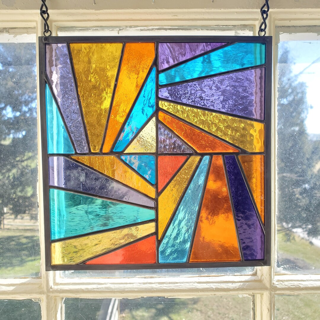 Custom Geometric Stained Glass Panel Etsy