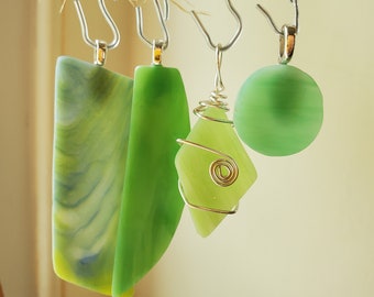 Green Glass Necklace Pendants