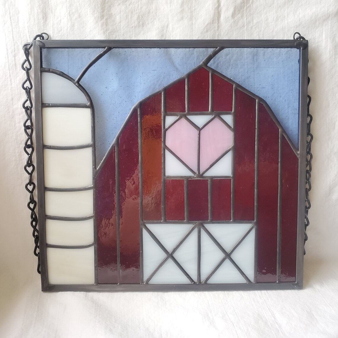 Custom Stained Glass Barn w/ Heart Barn Quilt 8.25x8.75 Etsy