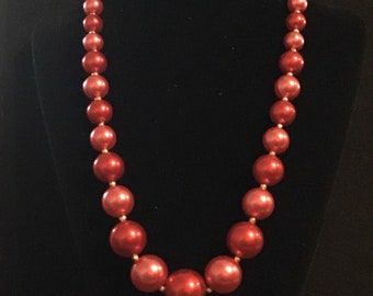 clip on Vintage Hong Kong 1950s Light and Dark Blue Faux Pearl single strand necklace with matching dangledrop earrings Vintage necklace.