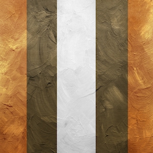 Puede incluir: Pintura abstracta con rayas verticales en tonos de naranja, marrón y blanco.