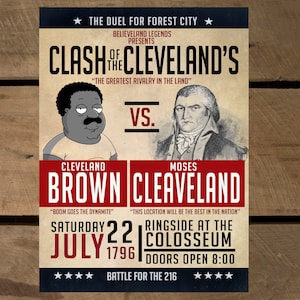Cleveland Browns vs Moses Cleaveland 16x20 Canvas Print